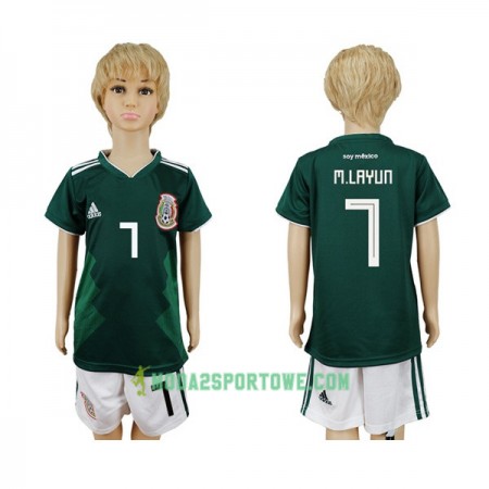 Koszulka Meksyk M.Layun 7 Dziecięcy Mistrzostwa Świata 2018 Domowe Stroje Piłkarskie